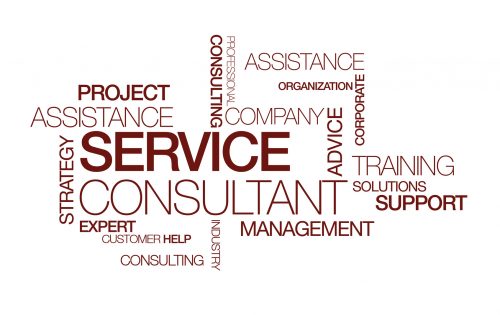 Service consultant management training tag cloud illustration
